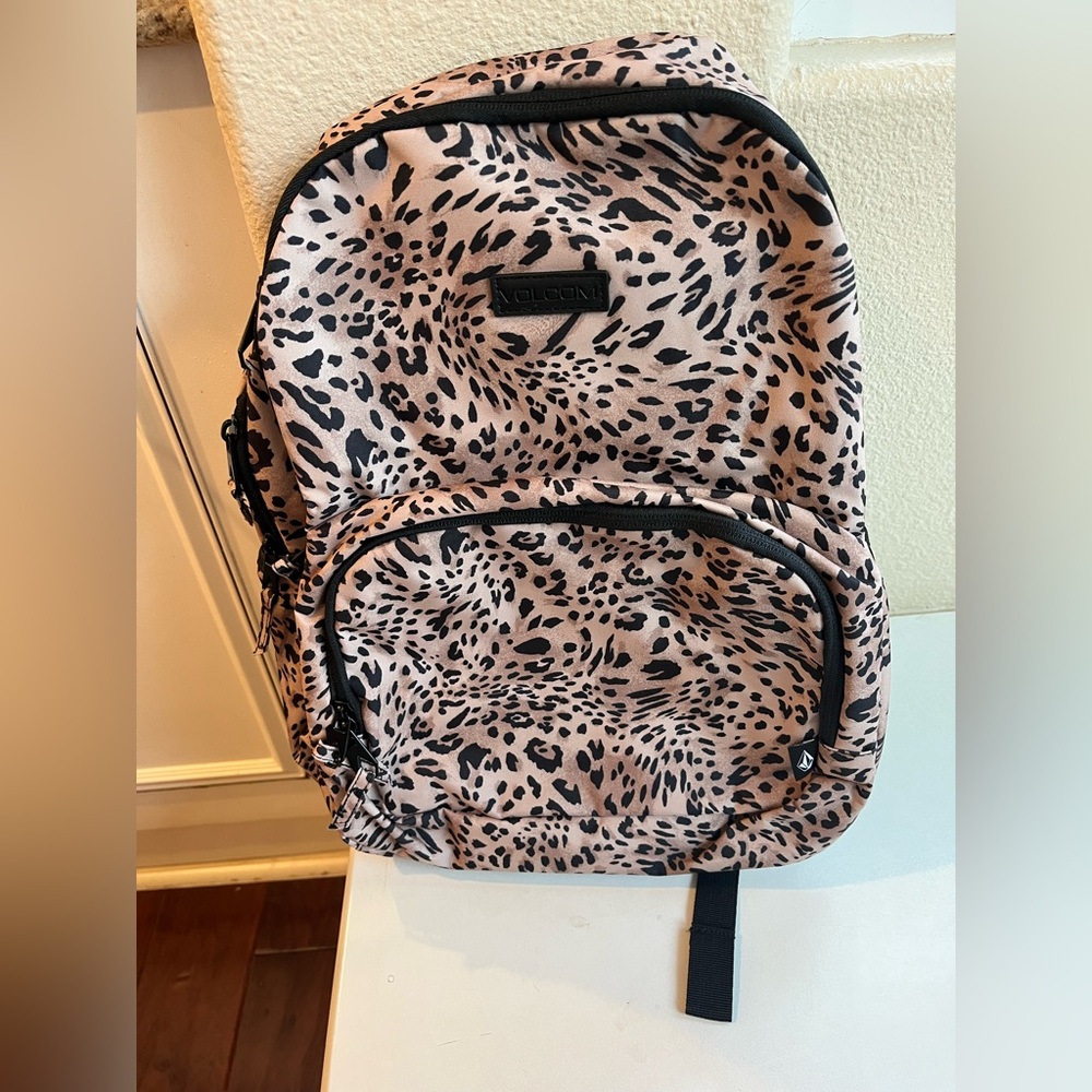 Volcom leopard Patterned Backpack with 3 zippered compartments